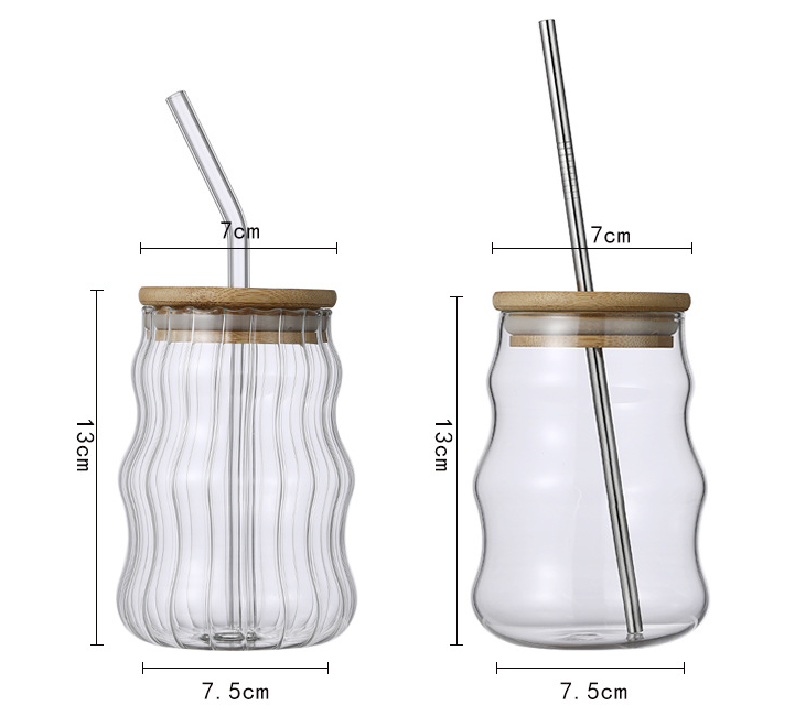 Glass tumbler with straw - 2 styles