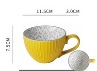 Ceramic Mugs with Solid Colors and Inner Pattern - 16 styles