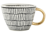 Geometric Ceramic Mugs with Golden Handle