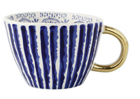 Geometric Ceramic Mugs with Golden Handle