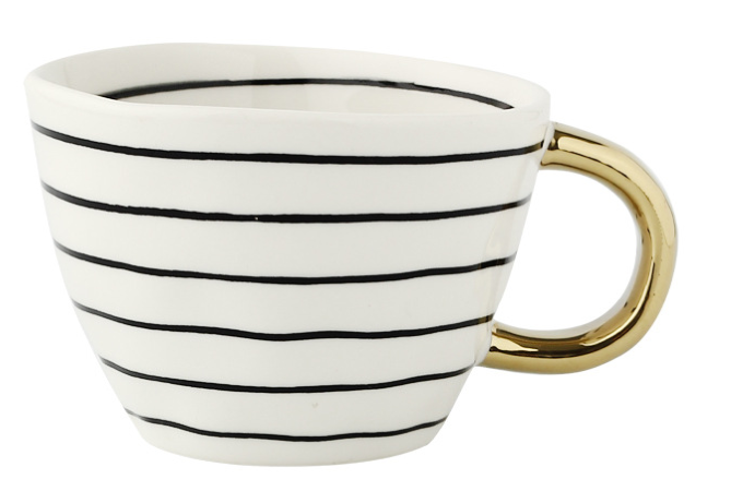 Geometric Ceramic Mugs with Golden Handle