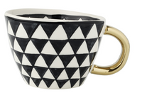 Geometric Ceramic Mugs with Golden Handle