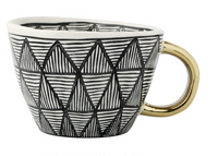 Geometric Ceramic Mugs with Golden Handle