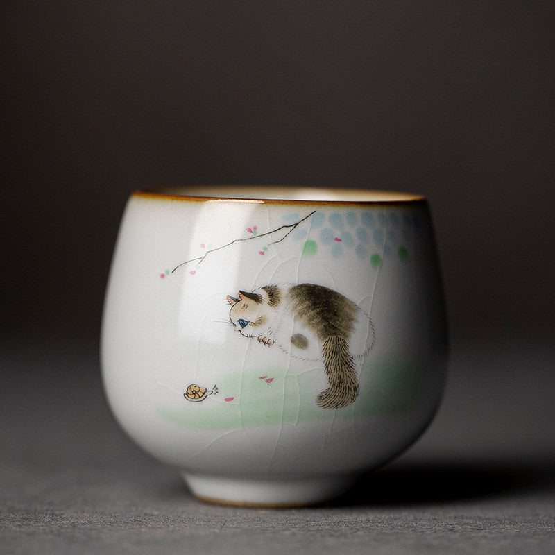 Cute Ceramic Tea Cup with Cat Print - 10 styles