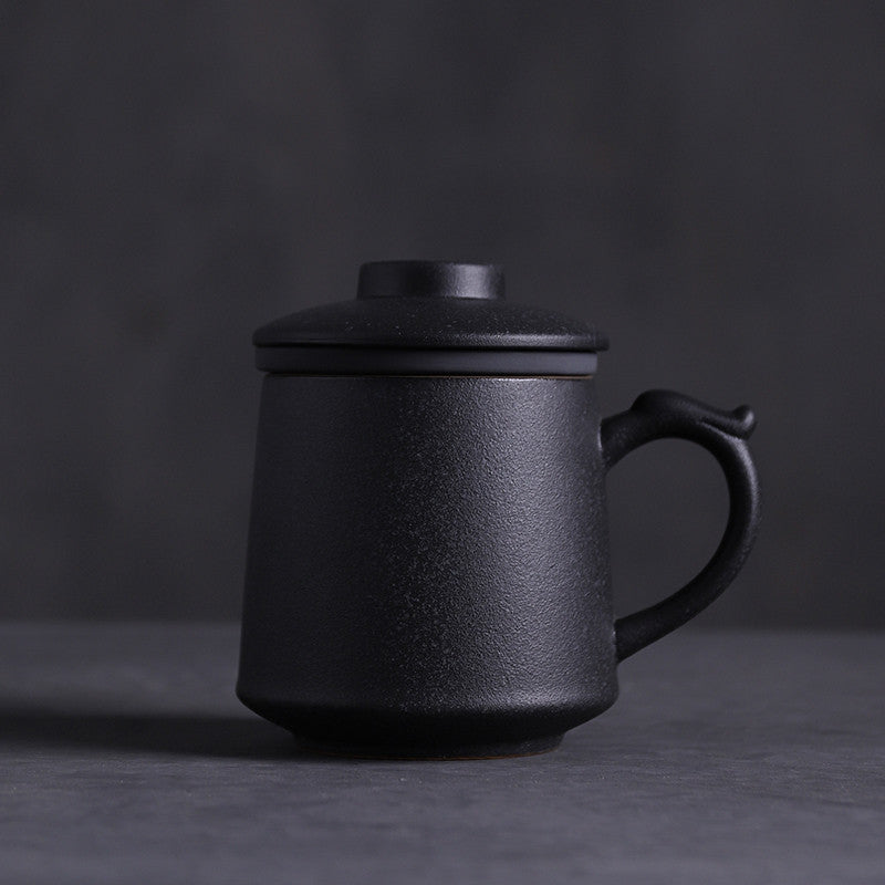 Black Ceramic Mug with Filter