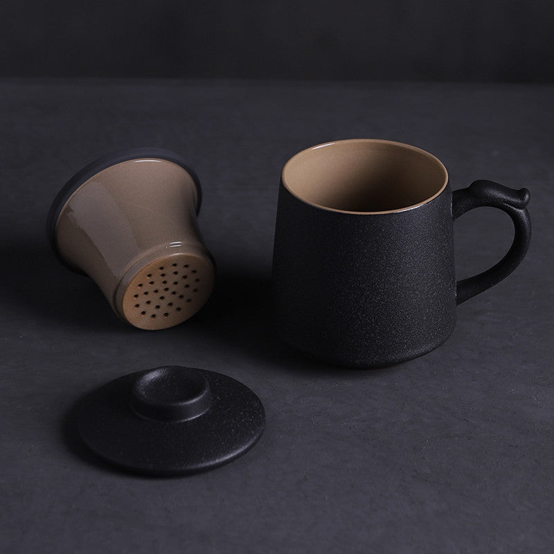 Black Ceramic Mug with Filter