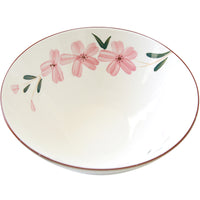 Japanese Hand-painted Sakura Ceramic Bowl with Bamboo Spoon