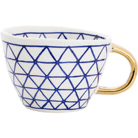 Geometric Ceramic Mugs with Golden Handle