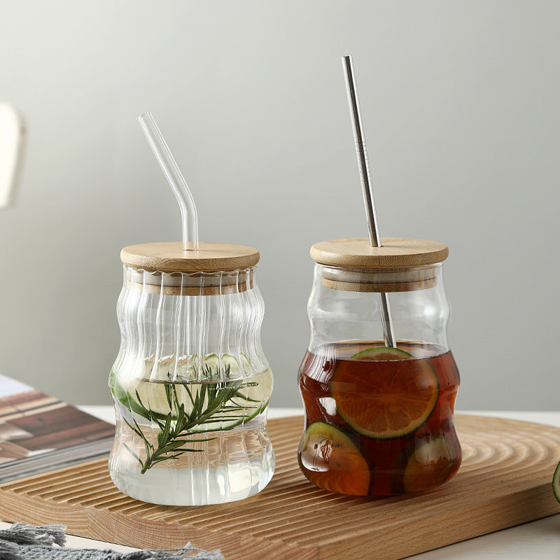 Glass tumbler with straw - 2 styles