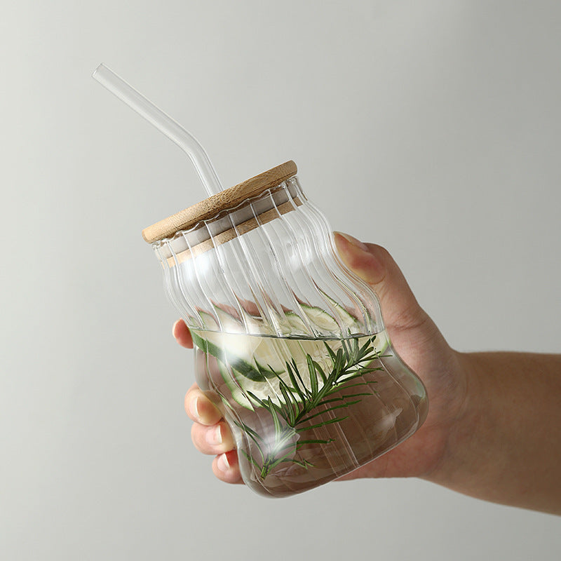 Glass tumbler with straw - 2 styles