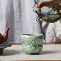 Celadon Textured Ceramic Tea Cup