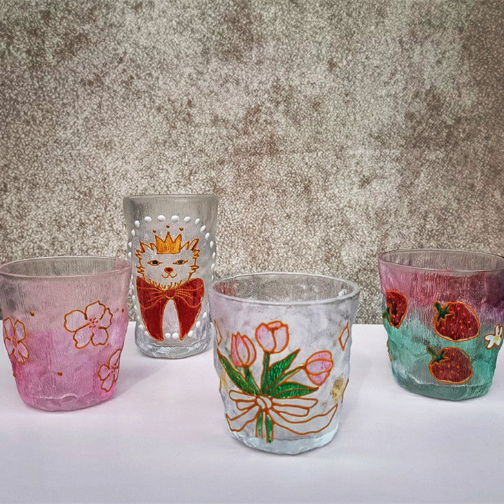 Hand-painted Glass With Glacier Pattern - 4 styles