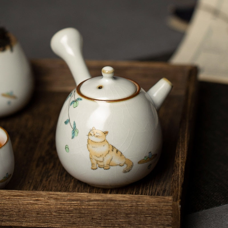 Japanese Style Cute Cat Tea Pot 5 styles Green Moon Living