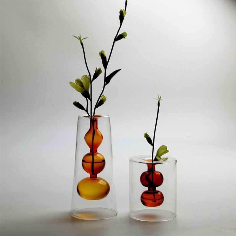 European Double Layered Glass Vase