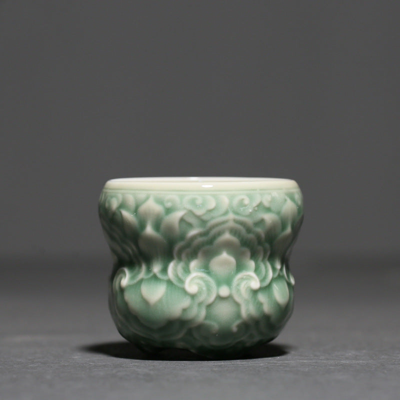 Celadon Textured Ceramic Tea Cup