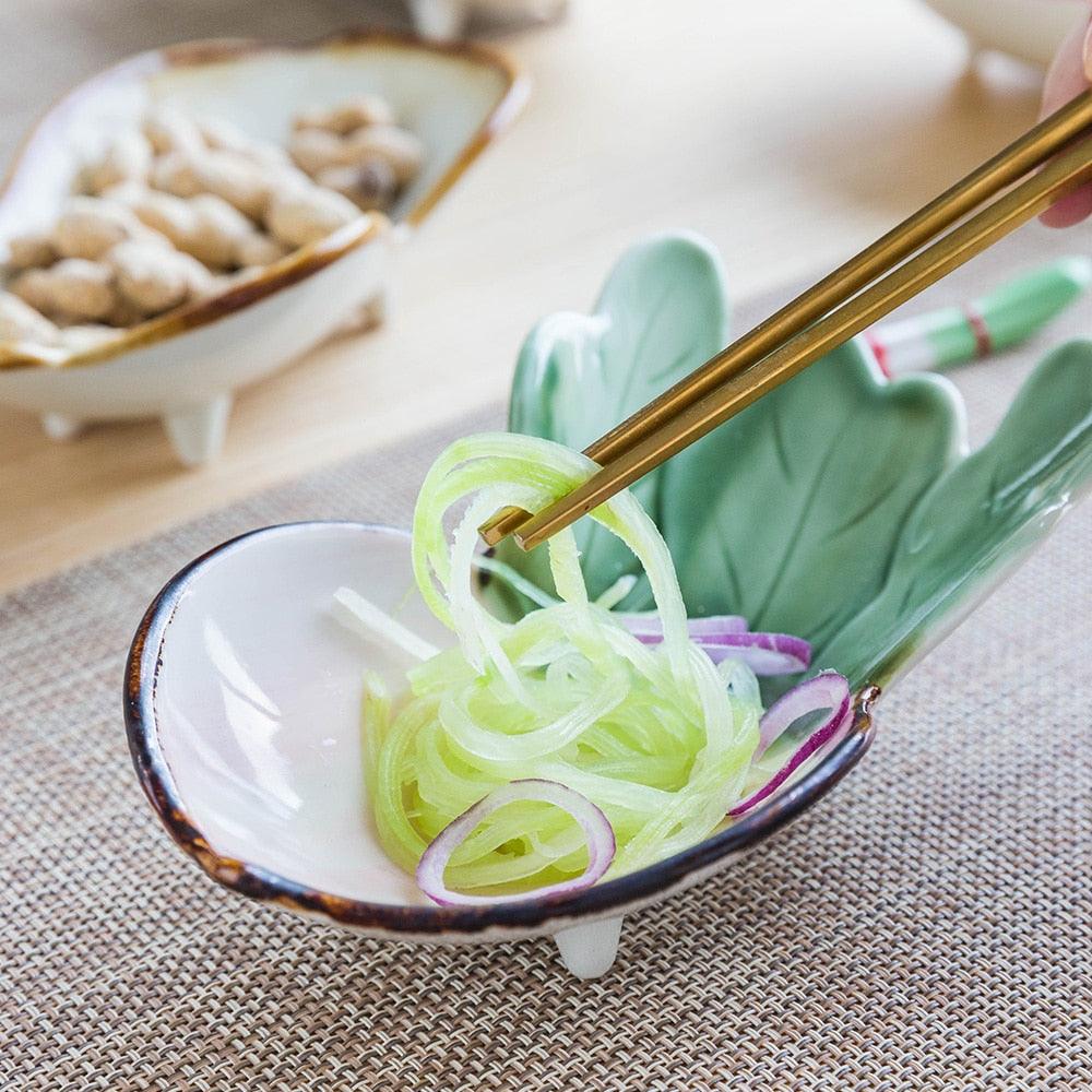 Bok Choy Shaped Small Plate - Green Moon