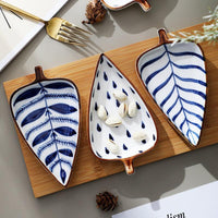 Leaf-Shaped Ceramic Snack Plate - Green Moon