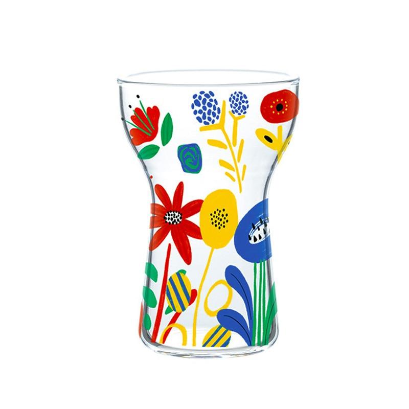 400ml Flowers and Bees Glass Tumbler - Green Moon