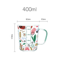 400ml Nature Pattern Glass Mug - Green Moon