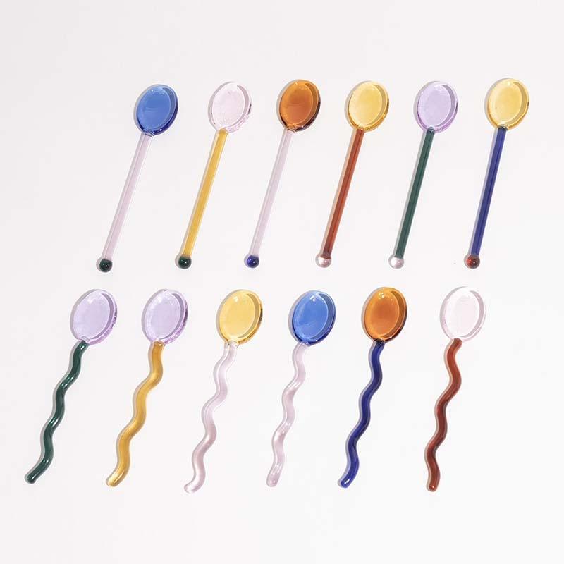 Coloured Glass Spoons - Green Moon