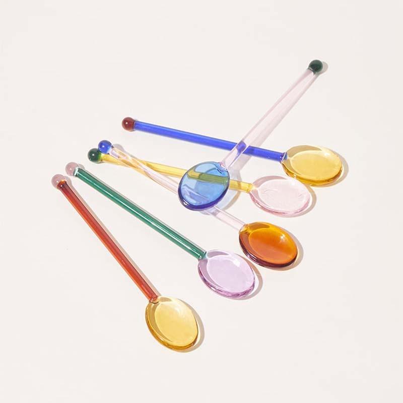 Coloured Glass Spoons - Green Moon