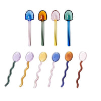 Coloured Glass Spoons - Green Moon